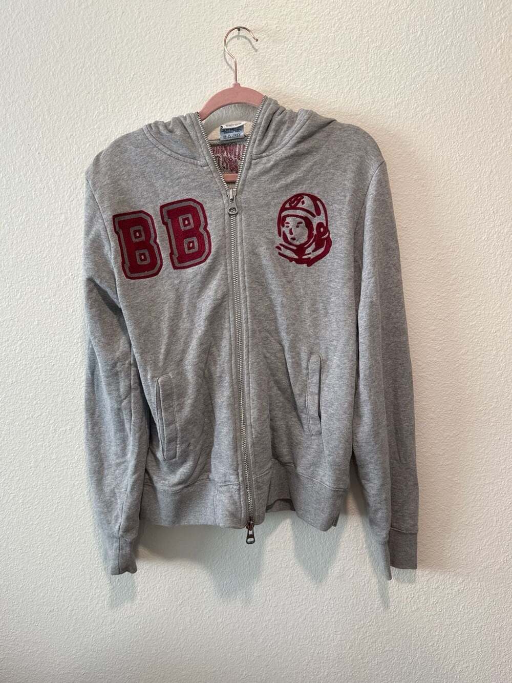 Billionaire Boys Club BB Astronaut Helmet Zip-Up Hoodie Grey Burgundy Size M